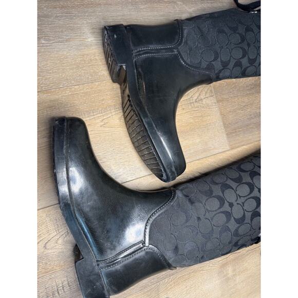 Coach Tristee Rain Boot Denim Signature C 17" Lace Back - Picture 8 of 16